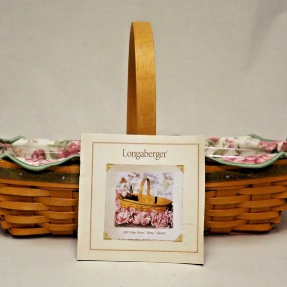 Longaberger 2001 May Series Peony Basket with Liner, Protector and Certificate - Picture 1 of 16